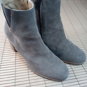 Napoleoni Italy Brown Suede Leather Zip 3" High stacked block Heel Ankle Boots W